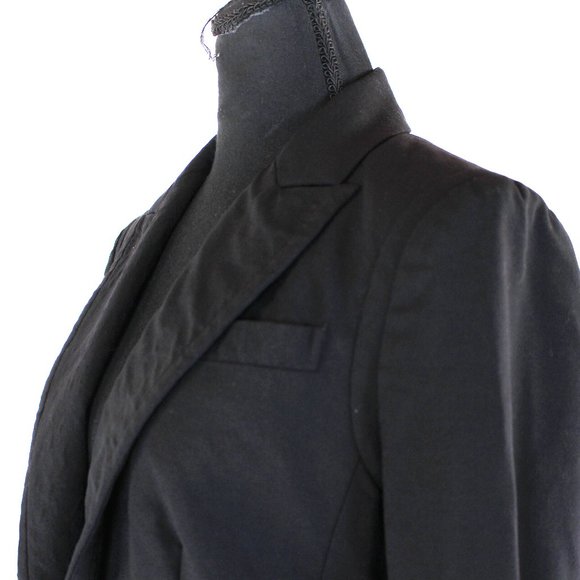 Tory Burch Black Lightweight Wool Single Breasted Blazer 4 Logo Button Jacket - Picture 3 of 7